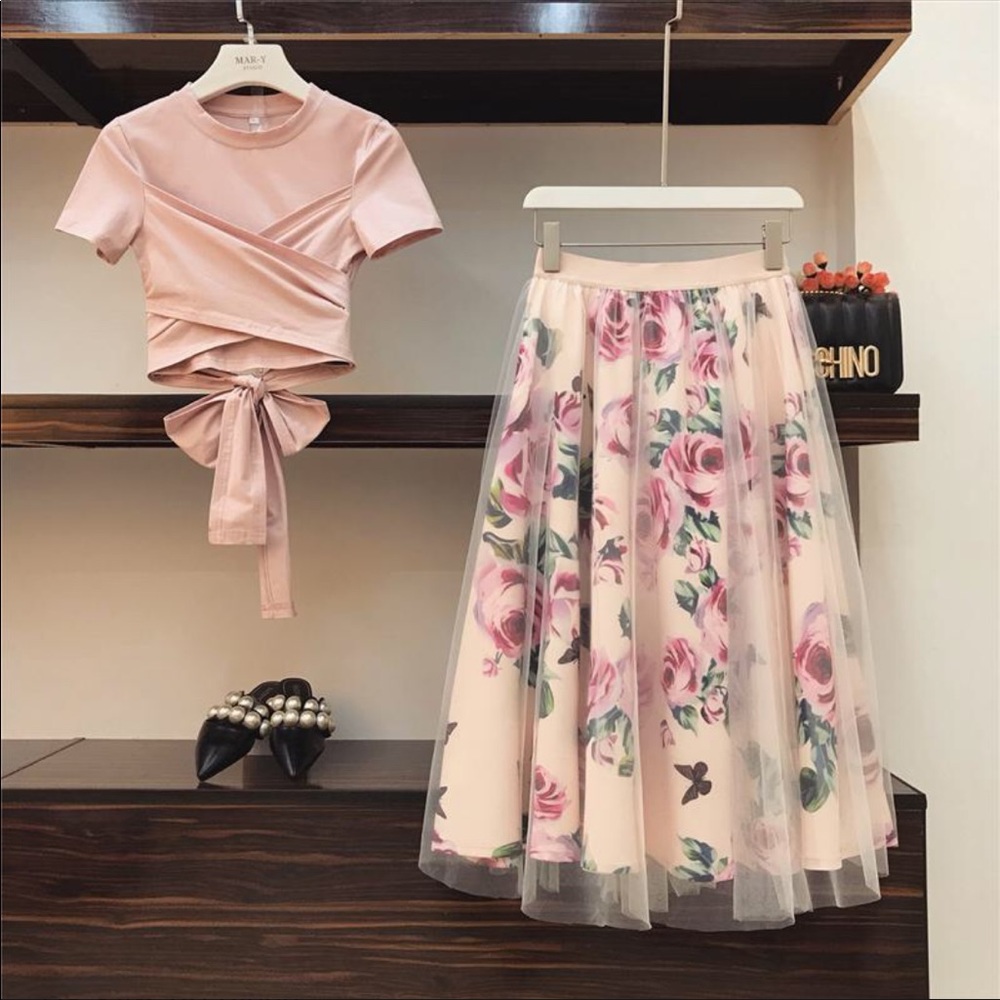 Runway Floral Tulle Skirt Set